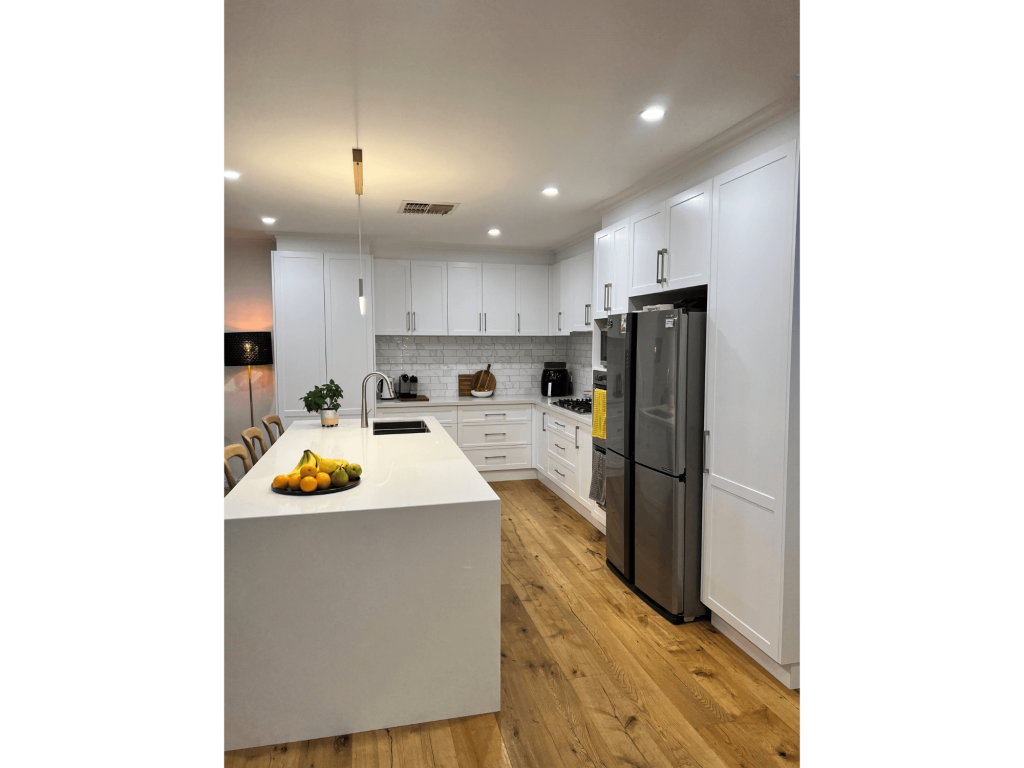 Dandenong North kitchen with open space around bench top
