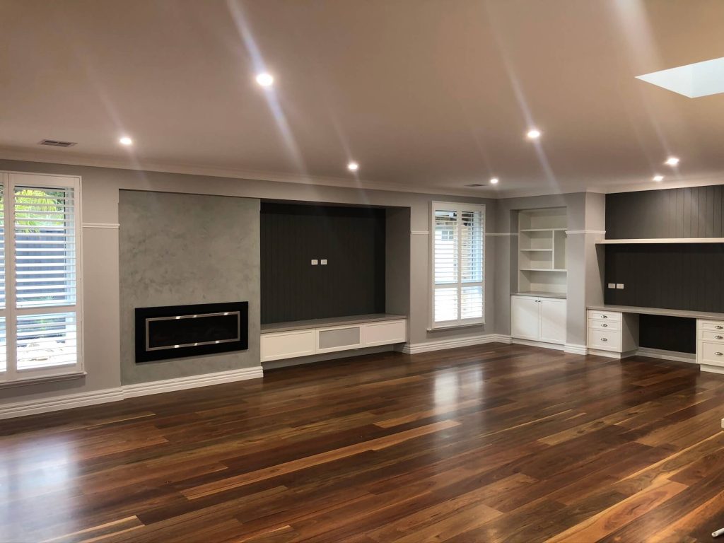 Large and open living and entertainment space in home Officer build project